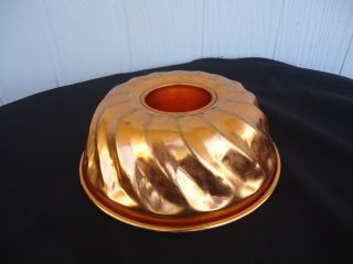 Vintage Retro Orange Anodised Aluminium Bunt Cake Jelly Mould Tin Round