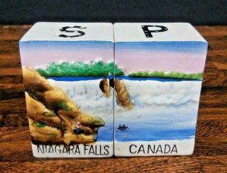 Vintage Salt & Pepper Shakers Niagara Falls Canada Hand Painted Ceramic Japan