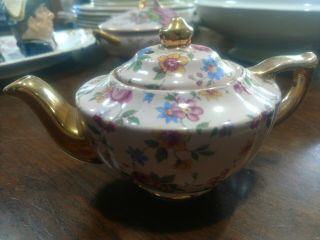 Sadler Tea Pot Multi Colored W/ Gold 1 Cup Teapot China Teapot Vintage Collect
