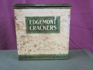 Vintage Edgemont Crackers 1924 Tin Dayton Ohio Primitive Collectible Antique Tin