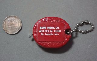 Advertising Tape Measure Key Chain Acme Music Co.  St.  Joseph Mo Vintage