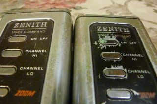 2 Vintage Zenith Space Command w/ Zoom & Mute TV Remote Controls - Parts/Repair 2