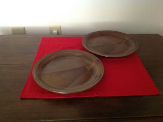 2 Iron Mountain Stoneware Brown 11 " Dinner Plates Roan Mountain Vintage Usa Exc