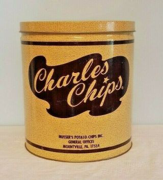 Vintage Charles Chips Tin 16oz.  Musser 
