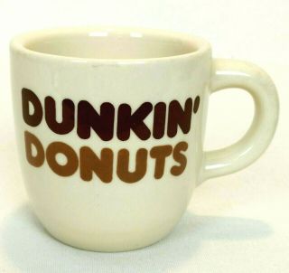 Vintage Dunkin Donuts Coffee Mug Cup Ceramic Retro Dinner Style Beige Brown 4 Oz