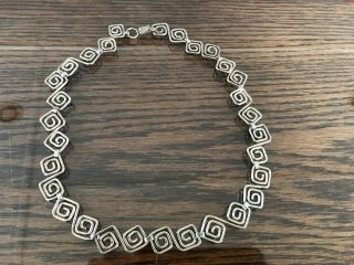 Vintage Hand Made Silver Tone 17 " Celtic Choker Necklace