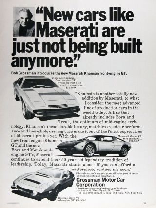 1976 Maserati Vintage Advertisement Khamsin Merak Bora Gt