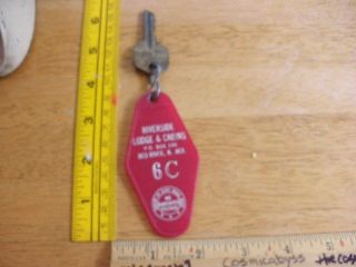 Riverside Lodge & Cabins Red River Mexico Hotel Room Key Fob 1960s Vintage