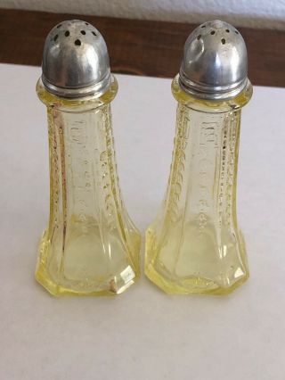 Vintage Yellow Depression Glass Salt & Pepper Shakers
