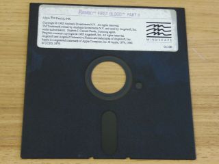 Vintage Apple 2 Ramno First Blood Part 2 Mindscape 1985 5.  25 Floppy Disk