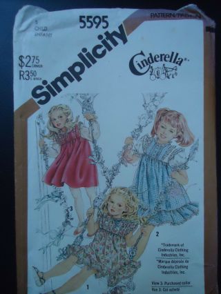 Vintage 1982 Simplicity Cinderella Pattern 5595 Girls Sz 5 Child 