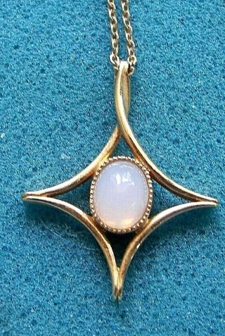 " Moonbeam " Opal Type Pendant Necklace - Sarah Coventry Jewelry - Sara Cov - Vtg