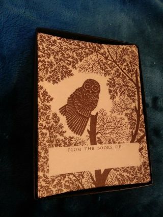 OWL BOOKPLATES Antioch Bookplate Company OWL Design Vintage 1970s Box Of 36 2