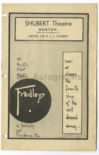 Show Time - Vintage Playbill - Shubert,  Boston 1943 - Jack Haley & George Jessel