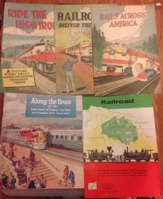 Vintage 5 Railroad Train Book Comic Brochure Bill Bunce Along Santa Fe Route
