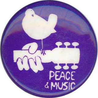 Circa 1970 Woodstock Peace & Music Vintage Rock Pinback (1278)
