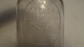 Vintage Decker Dependable Food 1qt.  Canning Jar.  Jacob E.  Decker Mason City,  Iowa
