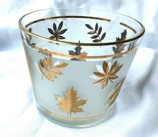 Vintage Libbey Frosted Gold Leaf Ice Bucket