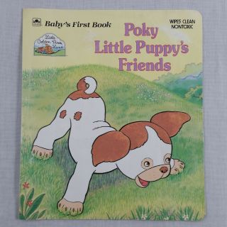 Poky Little Puppys Friends Wipe Babys First Book Little Golden Vintage 90s