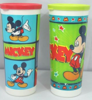 Tupperware Vintage Disney Mickey Mouse 16 Oz.  Tumblers With Lids 107 - 39 107 - 40