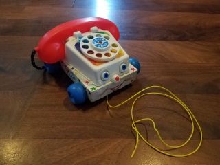 Vintage 1961 Fisher Price Chatter Telephone 747 Pull Toy