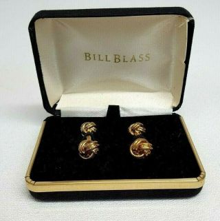 Vintage Bill Blass Double Love Knot 14k Yellow Gold Plated Mens Cufflinks