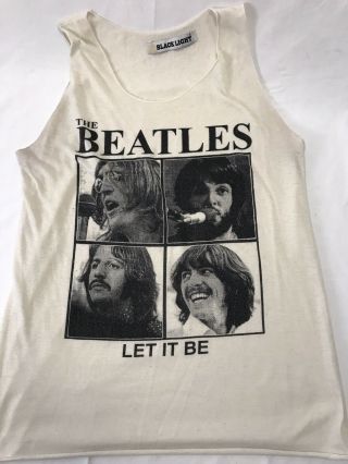 Vintage The Beatles Let It Be Black Light Shirt Womens Small