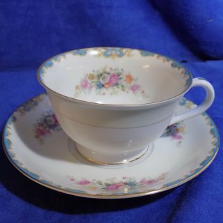 Vintage Noritake China Occupied Japan Floral Footed Cup And Saucer - Euc