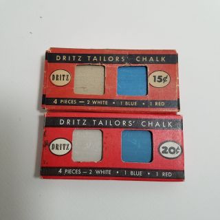 Vintage 1949 Dritz Tailors Chalk Boxed Set Red White & Blue 2 Boxes