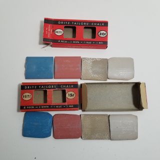 Vintage 1949 Dritz Tailors Chalk Boxed Set Red White & Blue 2 boxes 3