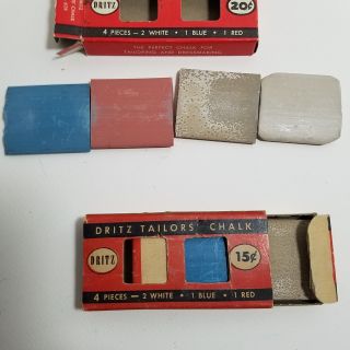 Vintage 1949 Dritz Tailors Chalk Boxed Set Red White & Blue 2 boxes 4