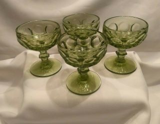 4 Vintage Imperial Glass Ohio Provincial Verde Green Sherbet / Champagne Glass