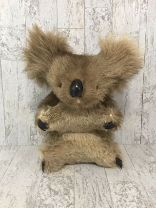 Koala Bear Doll Made Of Real Kangaroo Or Rabbit Fur 12” Vintage