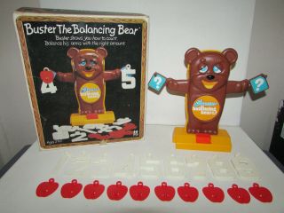 Vintage Tomy 1978 Buster The Balancing Bear Counting Numbers Toy,  100 Complete