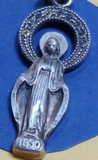Sterling Silver Vintage Bracelet Charm O44 Virgin Mary