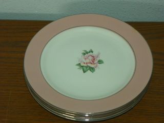 4 Vintage Homer Laughlin Lifetime China Pink Rose 7 " Salad Bread Butter Plates