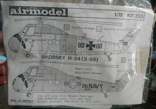 Vintage Airmodel 1/72 355 Vacuformed Kit Sikorsky H - 34 (s - 58) Frog/novo Wessex