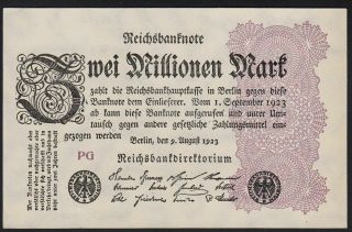 1923 2 Million Mark Germany Vintage Paper Money Banknote Currency P 104a Unc