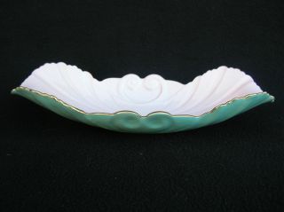 Vintage Carlton Ware Pink Turquoise Oval Scalloped Leaf & Scroll Dish Gold Gilt