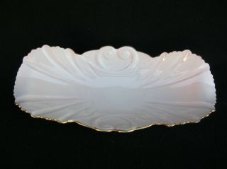 Vintage Carlton Ware Pink Turquoise Oval Scalloped Leaf & Scroll Dish Gold Gilt 2