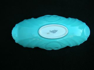 Vintage Carlton Ware Pink Turquoise Oval Scalloped Leaf & Scroll Dish Gold Gilt 3