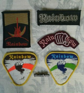 Rainbow Printed Woven Embroidered Patches X5 Plastic Pin Badge X1 Vintage 021