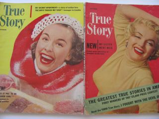 Vintage Two 1951 True Story Magazines Marilyn Monroe Cover November & December