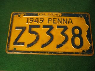 Vintage 1949 Pennsylvania Pa License Plate Automobile Z5338