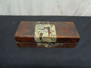 Vintage Sharpening Stone In Wood Box (oaw6 - 836)