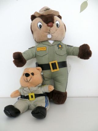 2 California Highway Patrol (chp) Vtg Stuffed Animals - Chipper And Beanie Bear