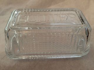 Covered Butter Dish Vintage Farmhouse Style Clear Pressed Glass