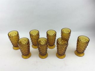 Vintage Indiana Glass Colony Whitehall Footed 12 Oz Amber Tumblers