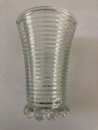 Vintage Anchor Hocking Manhattan Clear Depression Glass Footed - 8 " Flower Vase