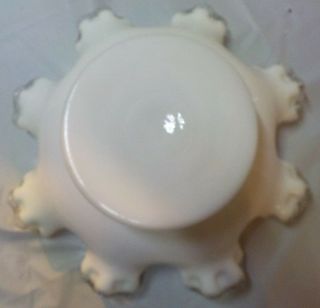 Vintage FENTON Silver Crest White Milk Glass Candy Dish Bowl Clear Ruffled Rim 3